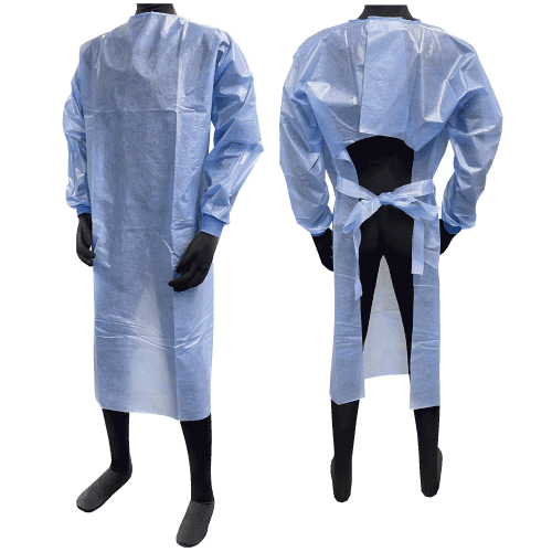 川西工業 ガードファインガウンPPフリーサイズ ブルー 7227B 1セット（100枚：10枚×10箱）